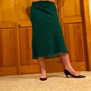 Green flowy printed skirt